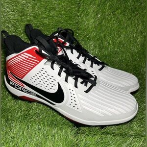 Nike Force Savage Pro 3 Football Cleats Size 14 White Red Black Trim DA5453-102